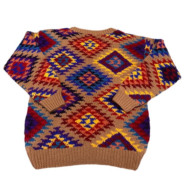 Vintage Trifles 80s Wool Sweater Fair Isle Geometric Southwestern Women Medium - Picture 2 of 5